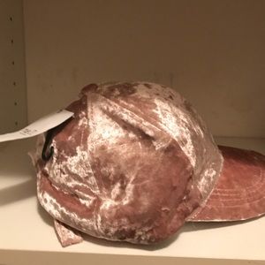 Champaign pink crush velvet cap-matching pants set